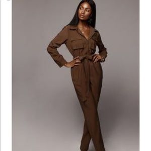 Camel Jovana Utility Jumpsuit